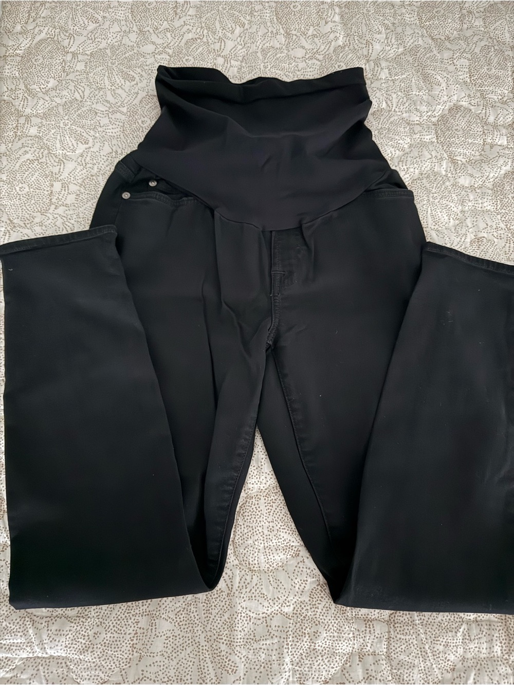 Indigo Blue Black Straight-Leg Maternity Jeans with Supportive Panel